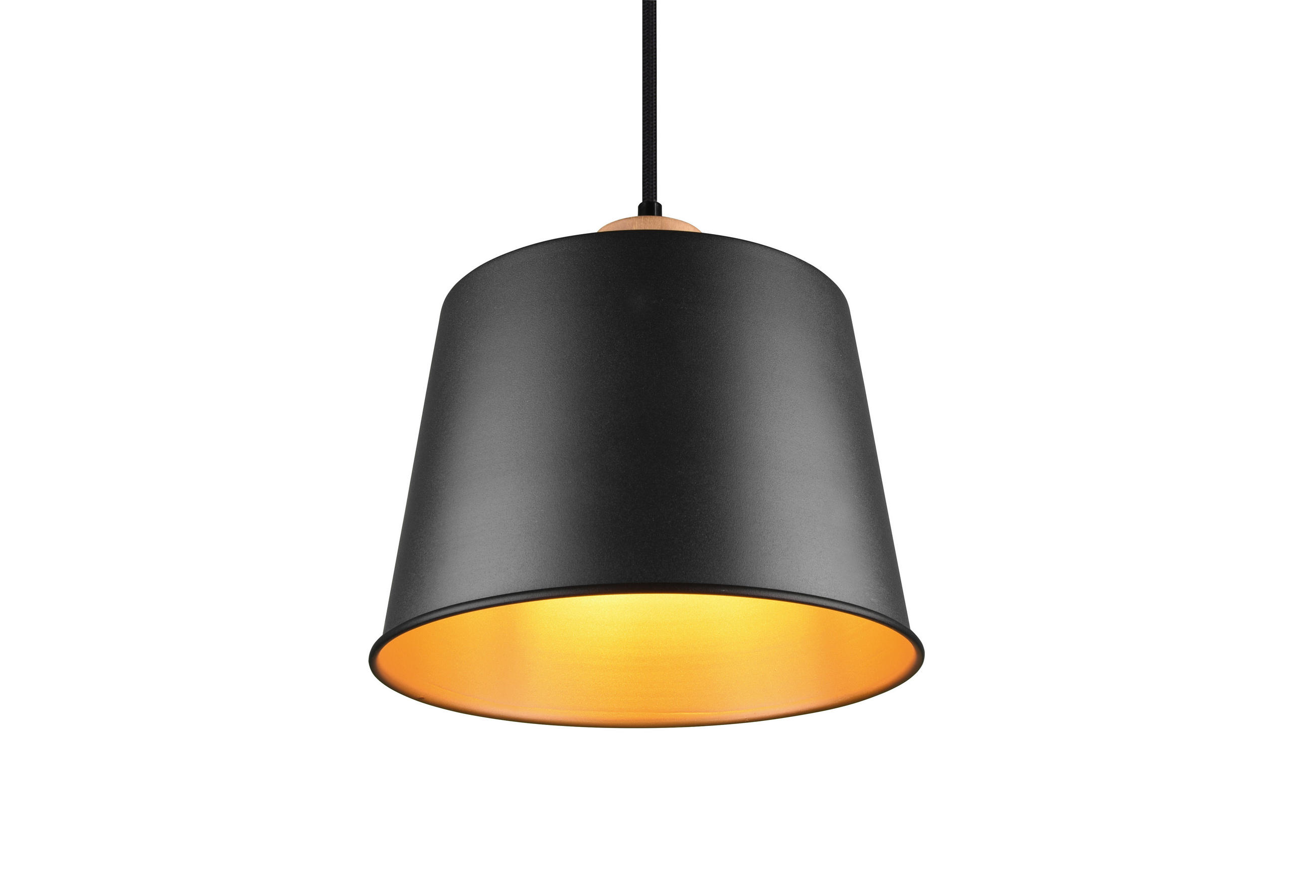 VISEČA SVETILKA  Harris      26/150 cm     max  60W W E27 - zlate barve/črna, Trend, kovina/les (26/150cm)