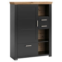 HIGHBOARD  104,5/142,6/42,2 cm 3 Schublade(n)  - Graphitfarben/Eiche Artisan, Design, Holzwerkstoff/Metall (104,5/142,6/42,2cm) - SetOne by Musterring