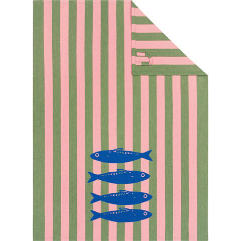 Cawoe Geschirrtuch Prints Blau, Rosa, Olivgrün 50x70 cm