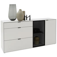 SIDEBOARD Weiss  181,9/87,9/45,2 cm  - Weiss/Schwarz, Design, Glas/Holz (181,9/87,9/45,2cm) - Dieter Knoll
