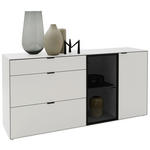 SIDEBOARD 181,9/87,9/45,2 cm  - Schwarz/Alufarben, Design, Glas/Holz (181,9/87,9/45,2cm) - Dieter Knoll