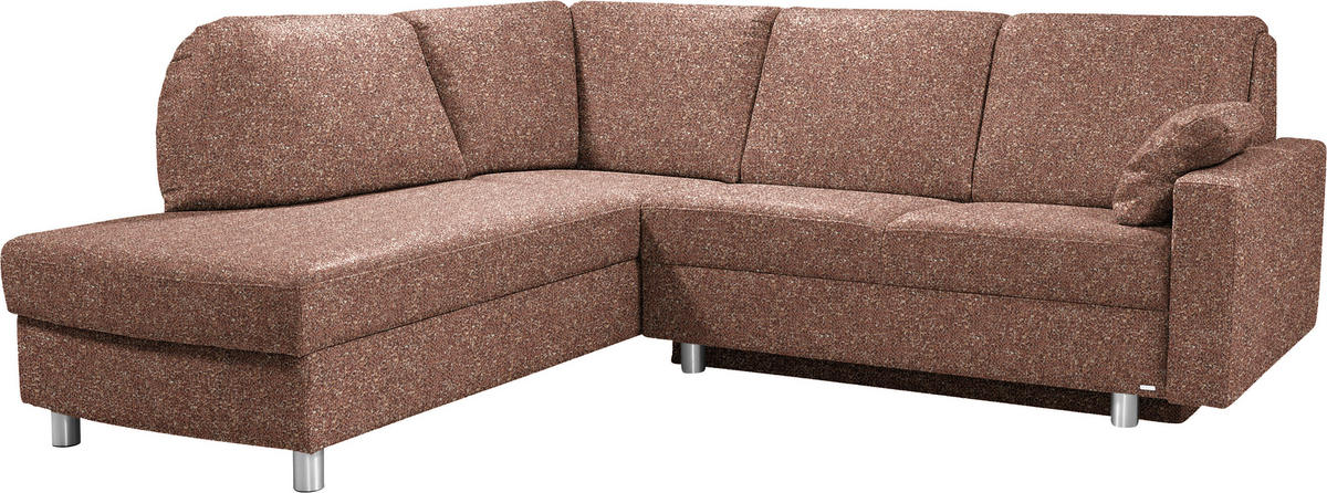 ECKSOFA  in Mikrovelours Terracotta  208/227 cm  - Terracotta/Alufarben, KONVENTIONELL, Textil/Metall (208/227cm) - Sedda