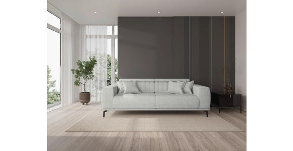 3-SITZER-SOFA  in Webstoff Naturfarben  - Schwarz/Naturfarben, KONVENTIONELL, Textil/Metall (240/80/113cm) - Carryhome