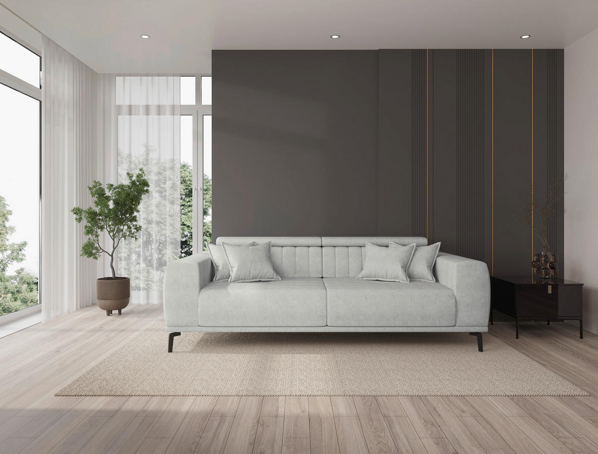 3-SITZER-SOFA Webstoff Naturfarben  - Schwarz/Naturfarben, KONVENTIONELL, Textil/Metall (240/80/110cm) - Carryhome