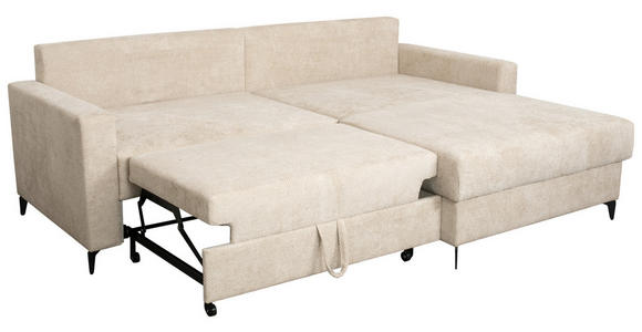 ECKSOFA in Struktur Creme  - Creme/Schwarz, KONVENTIONELL, Textil/Metall (230/164cm) - Carryhome