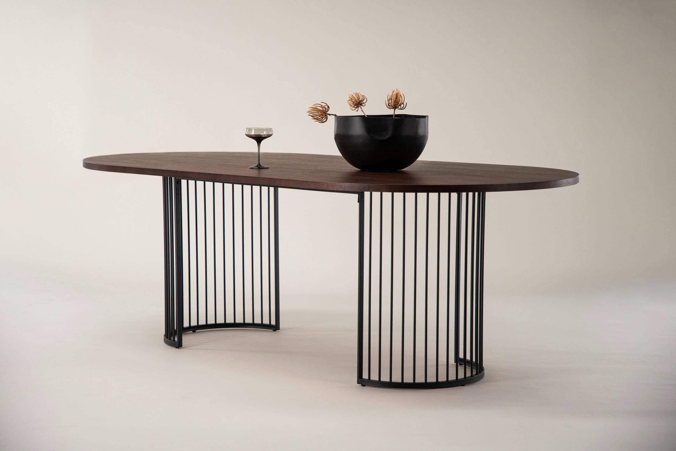 MATBORD i metall, trämaterial 220/110/75 cm   - svart/mörkbrun, Design, metall/trämaterial (220/110/75cm) - Livetastic