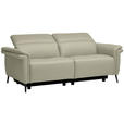 3-SITZER-SOFA  in Echtleder Silberfarben   - Silberfarben/Schwarz, Design, Leder/Metall (210/79/104cm) - Belluti