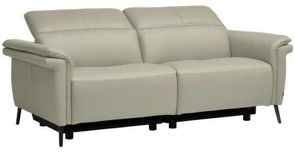 3-SITZER-SOFA  in Echtleder Silberfarben   - Silberfarben/Schwarz, Design, Leder/Metall (210/79/104cm) - Belluti