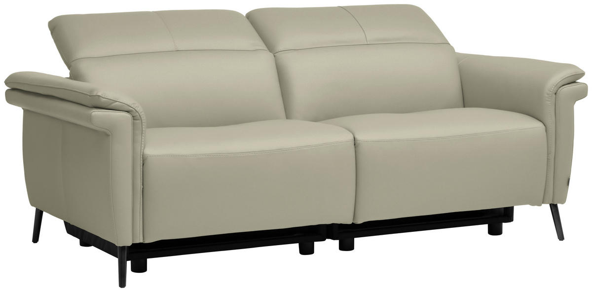 3-SITZER-SOFA Echtleder Silberfarben  - Silberfarben/Schwarz, Design, Leder/Metall (210/79/104cm) - Belluti