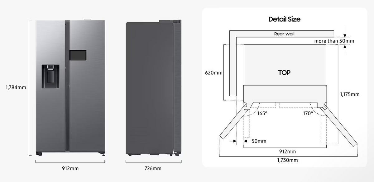 SIDE-BY-SIDE 91,2/178,4/72,6 cm  - Edelstahlfarben, Trend (91,2/178,4/72,6cm) - Samsung