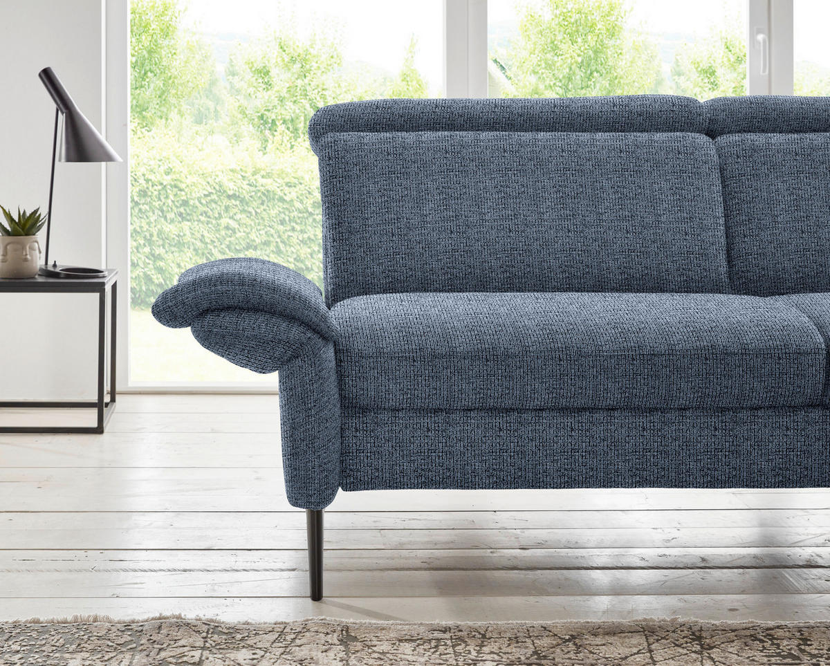 ECKSOFA in Struktur Blau  275/235 cm  - Blau/Schwarz, MODERN, Textil/Metall (275/235cm) - Cantus