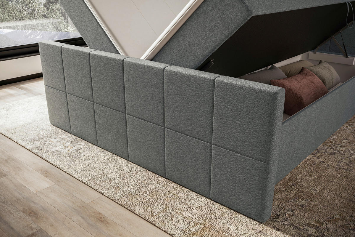 BOXBETT 120/200 cm  in Grau  - Grau, KONVENTIONELL, Kunststoff/Textil (120/200cm) - Boxxx