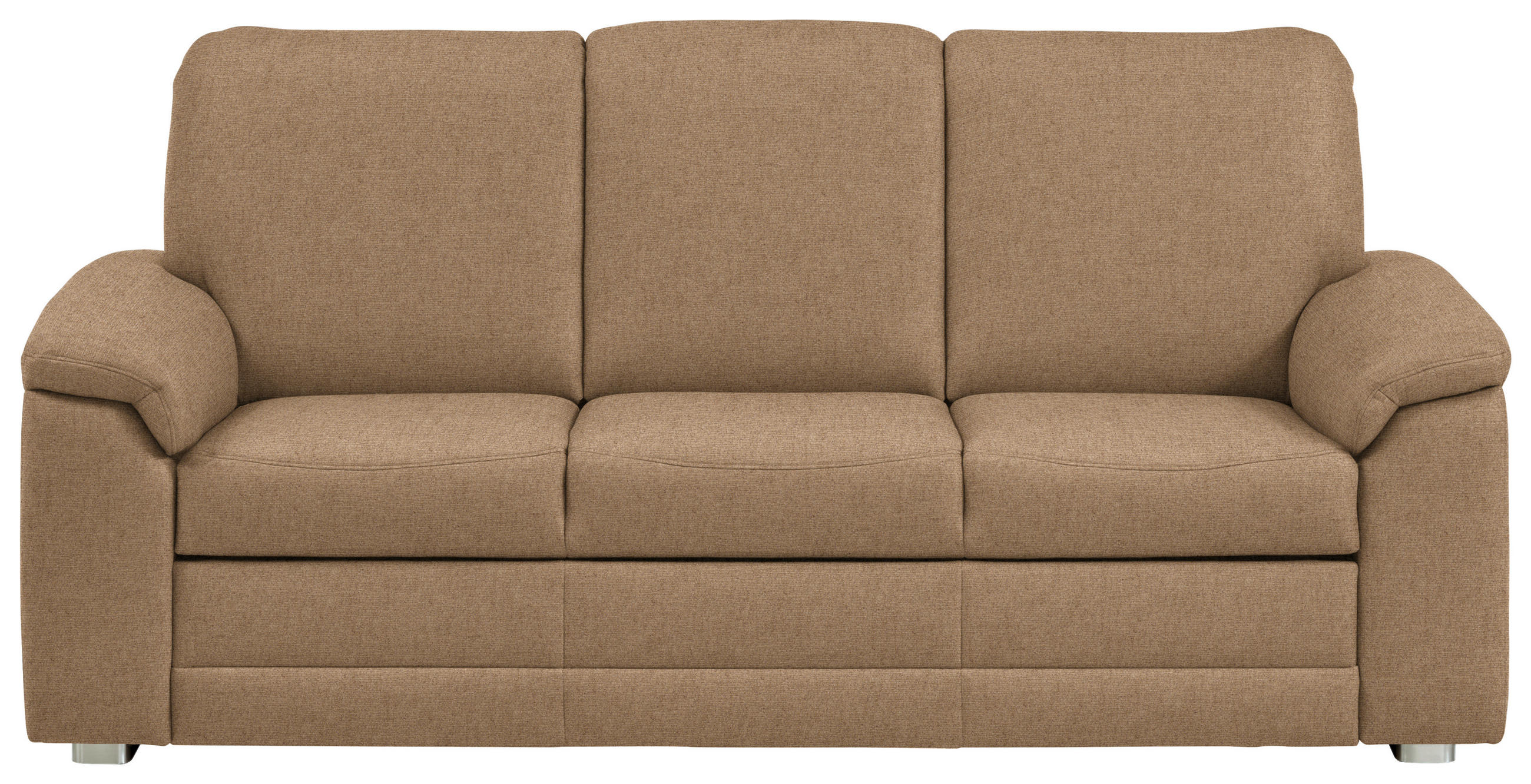 3-SITZER-SOFA Chenille Altrosa, Hellbraun  - Hellbraun/Alufarben, Konventionell, Textil/Metall (208/96/89cm) - Beldomo Comfort