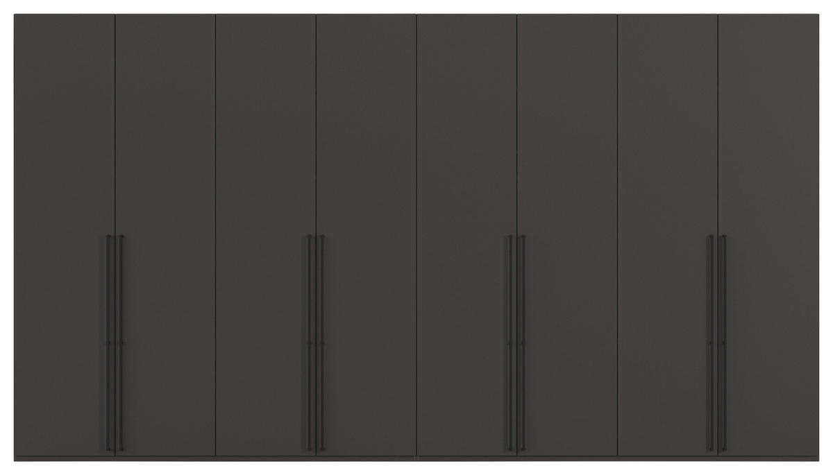 DREHTÜRENSCHRANK 400/235/61 cm,  in Graphitfarben, 8-türig  - Schwarz/Graphitfarben, Basics, Holzwerkstoff/Metall (400/235/61cm) - Novel