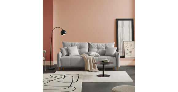 SCHLAFSOFA  in Chenille Hellgrau  - Buchefarben/Hellgrau, Design, Holz/Textil (217/97/101cm) - Carryhome