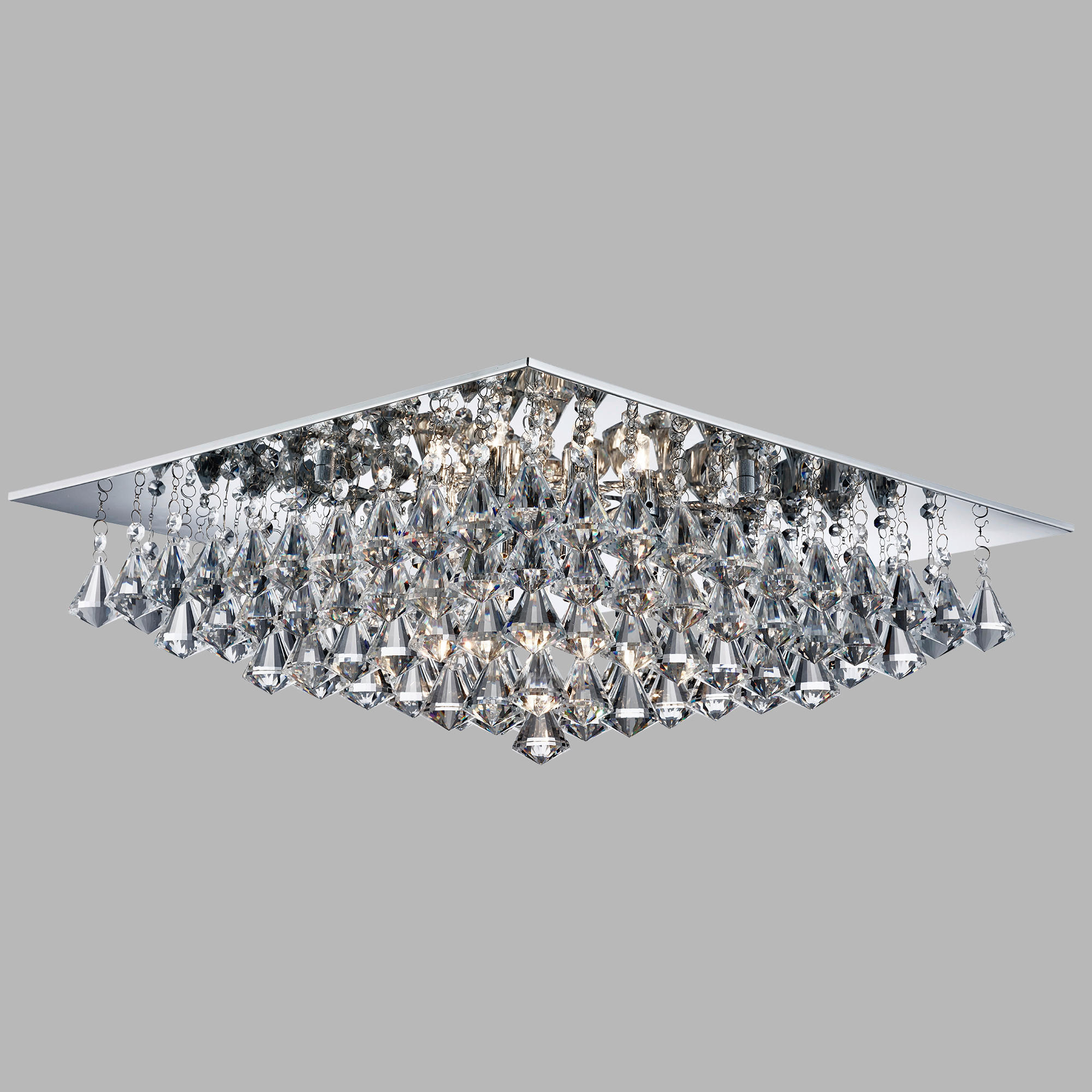 STROPNA SVETILKA Hanna 55/55/22 cm - prozorno, Design, kovina/steklo (55/55/22cm)