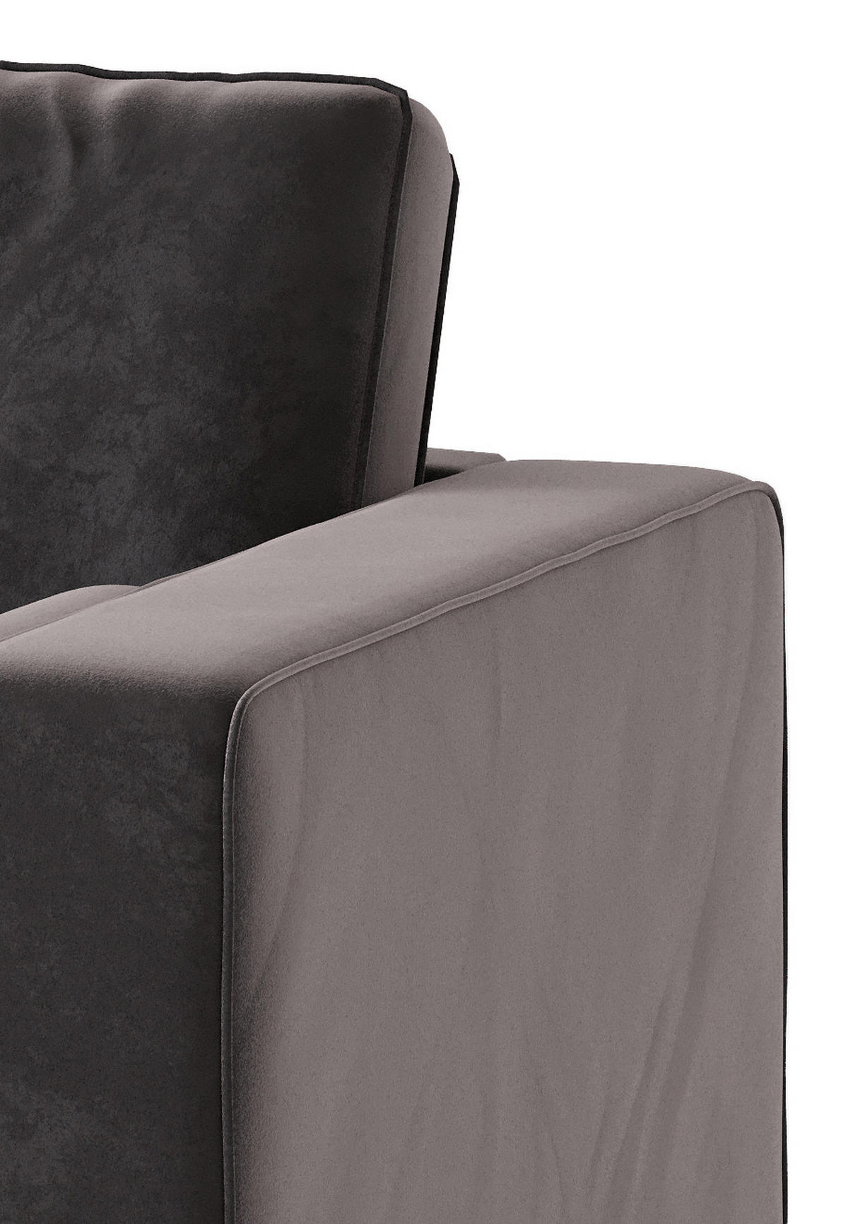 ECKSOFA Scott Anthrazit Flachgewebe  - Edelstahlfarben/Anthrazit, Design, Textil/Metall (259/206cm) - Livetastic