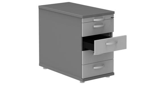 ANSTELLCONTAINER Anthrazit, Alufarben, Hellgrau - Anthrazit/Hellgrau, KONVENTIONELL, Holzwerkstoff/Metall (43/72-80/80cm) - Moderano