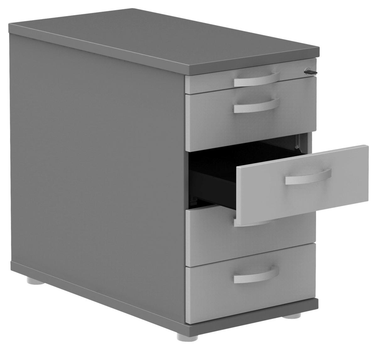 ANSTELLCONTAINER 43/72-80/80 cm  - Anthrazit/Hellgrau, KONVENTIONELL, Holzwerkstoff/Metall (43/72-80/80cm) - Moderano