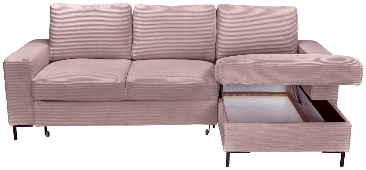 ECKSOFA Altrosa  - Schwarz/Altrosa, KONVENTIONELL, Textil/Metall (240/150cm) - Carryhome