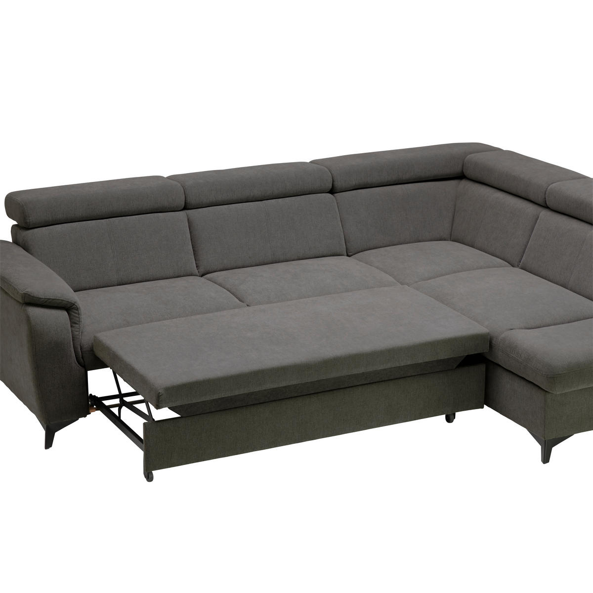 Ecksofa inkl. Funktionen PRAG Anthrazit Chenille  - Anthrazit/Schwarz, Design, Textil/Metall (260/203cm) - Stylife
