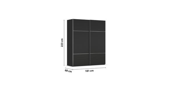 SCHWEBETÜRENSCHRANK 181/223/68 cm 2-türig Schwarz - Chromfarben/Schwarz, KONVENTIONELL, Holzwerkstoff/Metall (181/223/68cm) - Novel