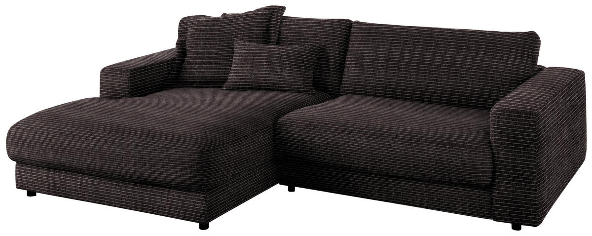 ECKSOFA in Chenille Anthrazit  - Anthrazit/Schwarz, Design, Kunststoff/Textil (190/270cm) - Lomoco
