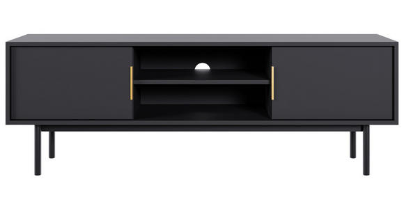 LOWBOARD Viva in 154/53,5/39 cm - Goldfarben/Schwarz, Design, Holzwerkstoff/Metall (154/53,5/39cm) - Xora