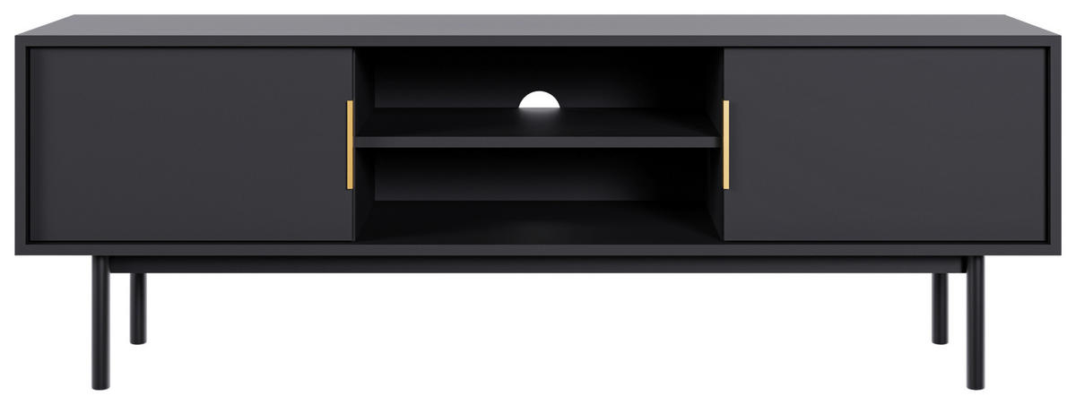 LOWBOARD Viva  in 154/53,5/39 cm  - Goldfarben/Schwarz, Design, Holzwerkstoff/Metall (154/53,5/39cm) - Xora