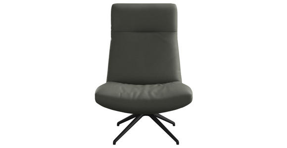 SESSEL in Echtleder Hellgrau - Hellgrau/Schwarz, MODERN, Leder/Metall (74/105/92cm) - Johann Jakob