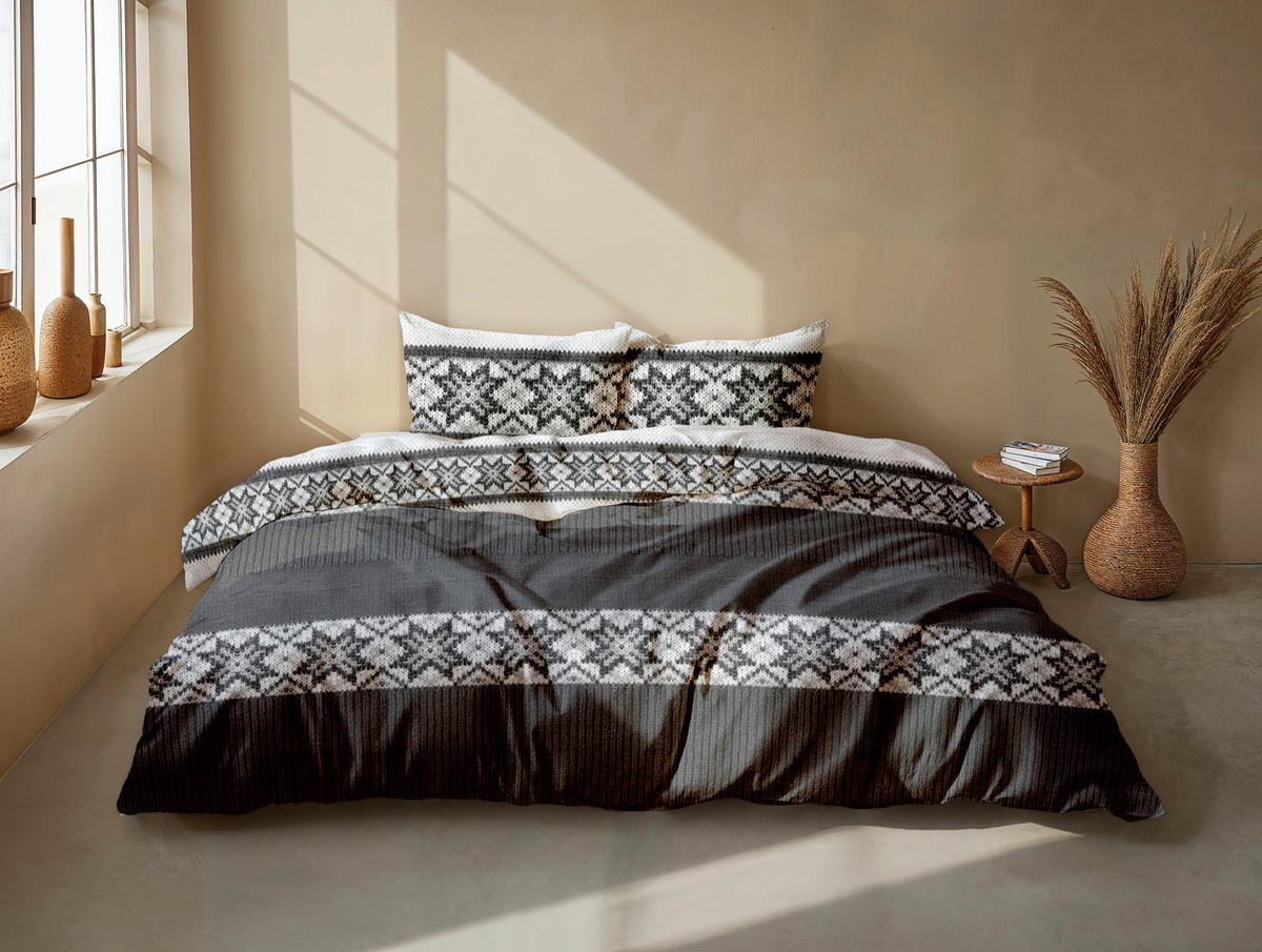 BETTWÄSCHE 2-teilig Anika Flanell 135/200 cm  - Grau, Basics, Textil (135/200cm)