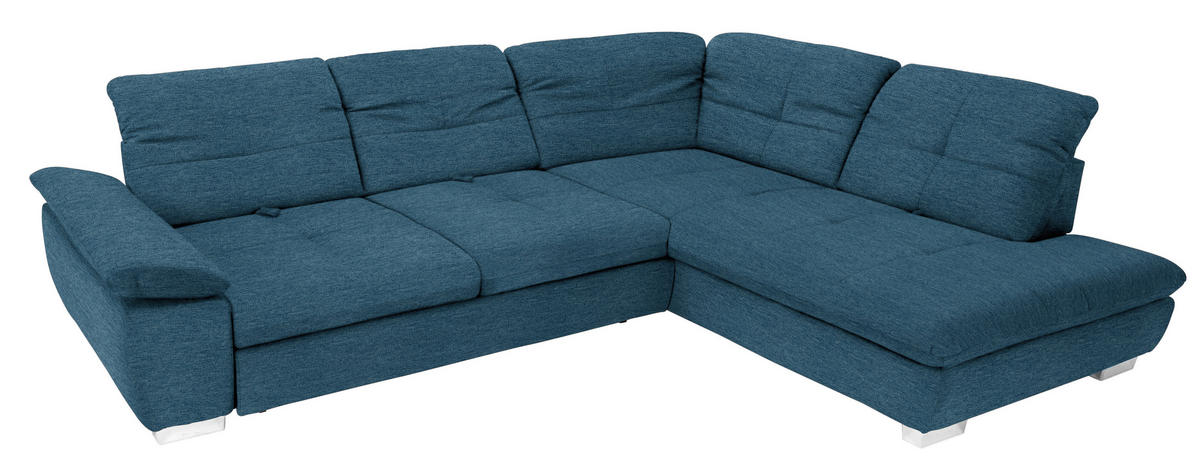 ECKSOFA Dunkelblau Chenille  - Chromfarben/Dunkelblau, Design, Textil (313/242cm) - Xora