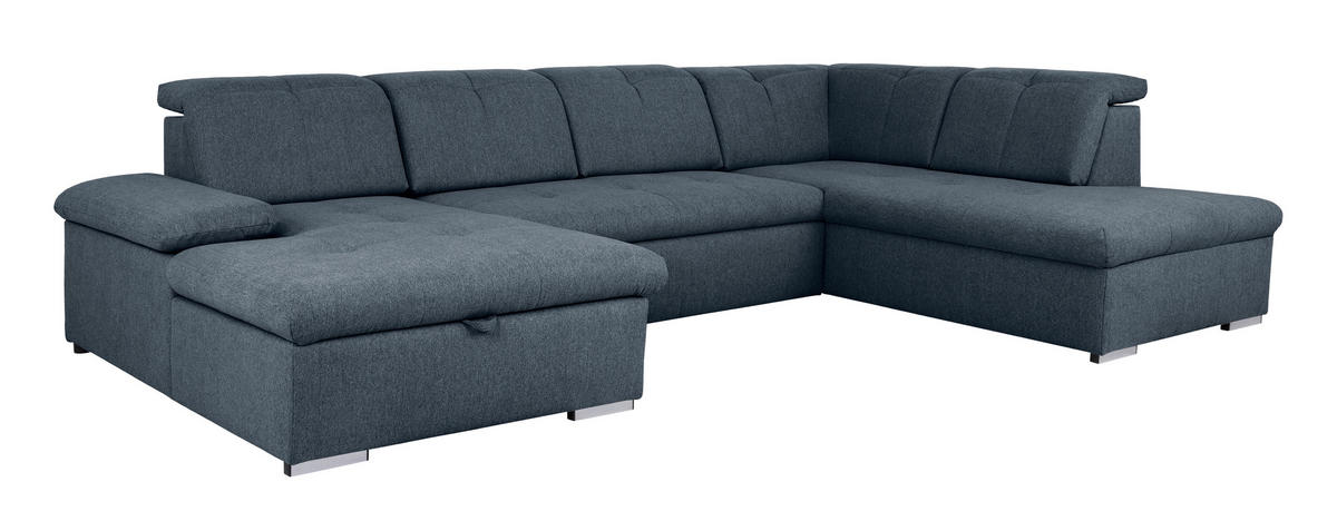 WOHNLANDSCHAFT Dunkelblau  - Dunkelblau/Grau, Design, Textil/Metall (173/328/215cm) - MID.YOU