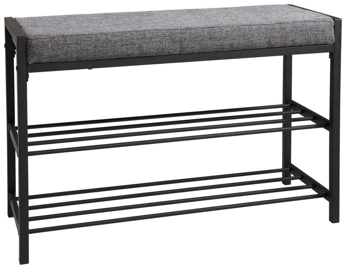 SKOBÄNK 80/52/30 cm  - mörkgrå/svart, Design, metall/textil (80/52/30cm) - Best Price