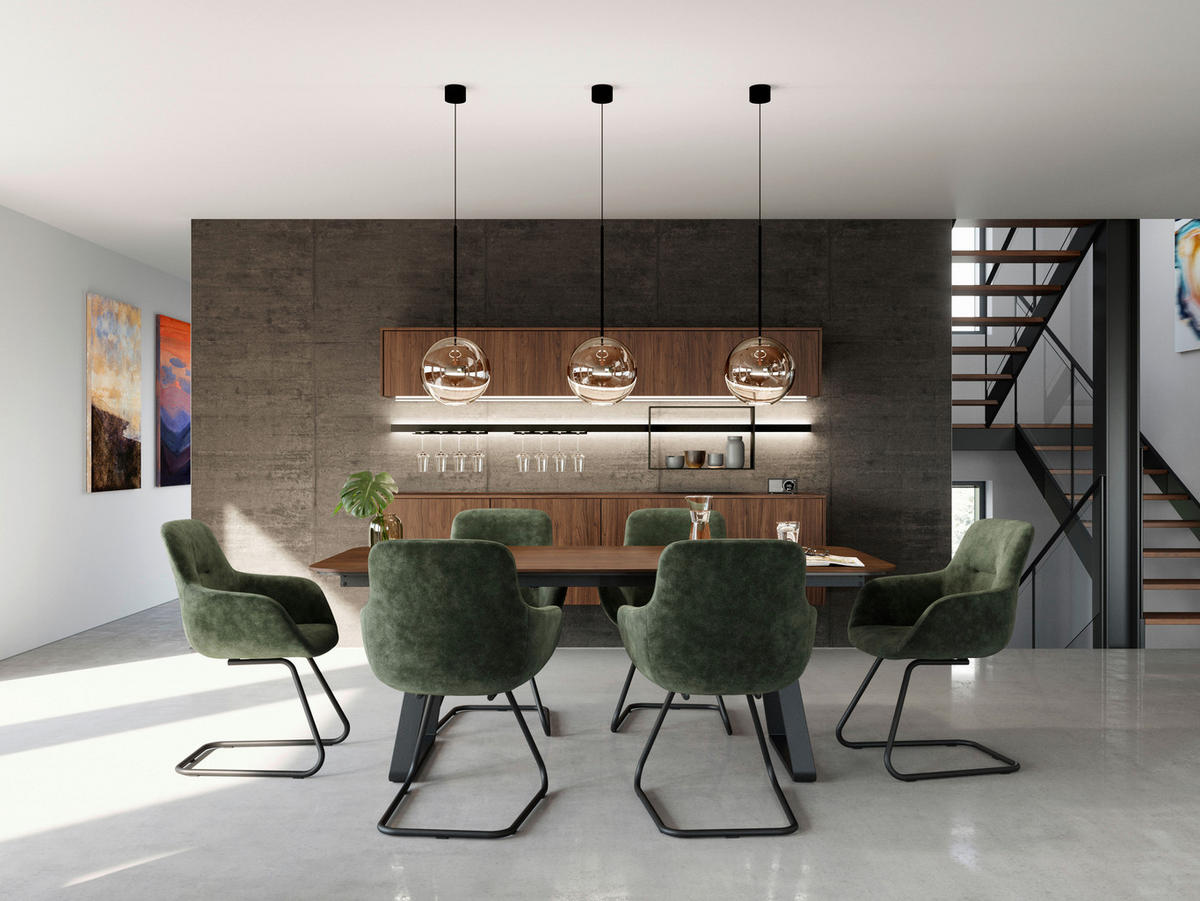 ESSTISCH in Metall, Holzwerkstoff 180-230/95/76 cm  - Nussbaumfarben/Schwarz, Basics, Holzwerkstoff/Metall (180-230/95/76cm) - Celina Home
