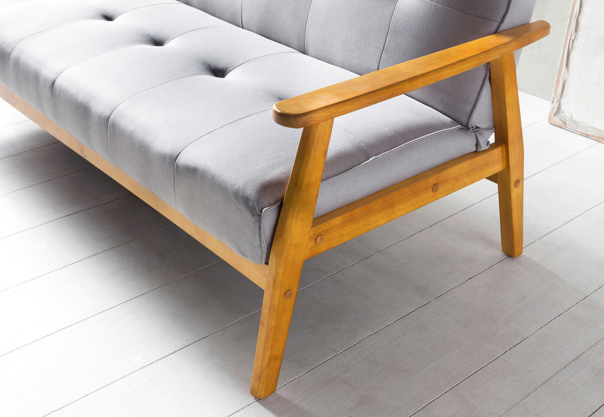 SCHLAFSOFA in Webstoff Naturfarben, Hellgrau  - Hellgrau/Naturfarben, MODERN, Holz/Textil (190/81/85cm) - Livetastic