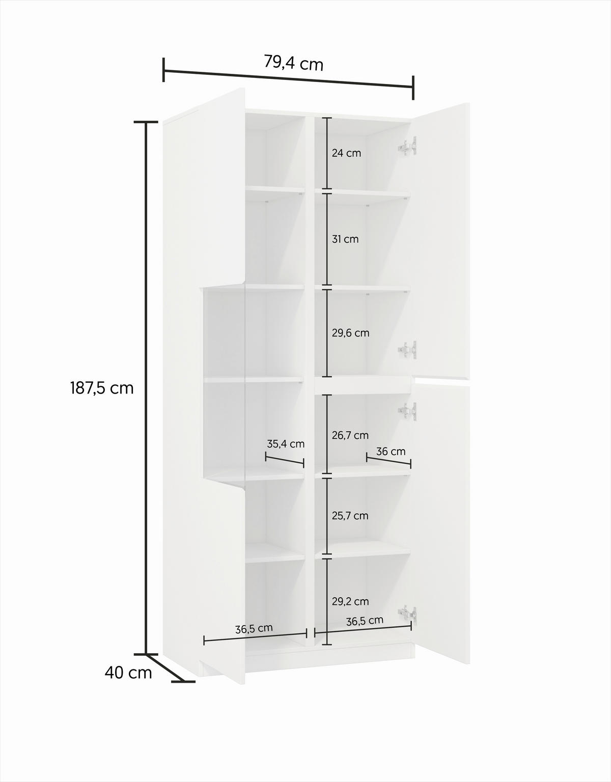 VITRINE  in Eichefarben  - Eichefarben, Design, Glas/Holzwerkstoff (79,4/187,5/40cm) - MID.YOU