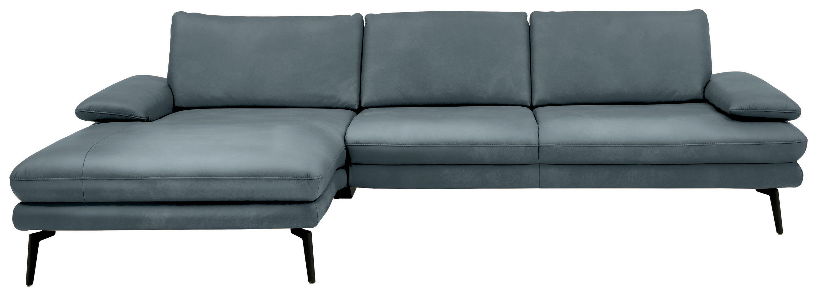 ECKSOFA in Echtleder Grau  - Schwarz/Grau, Design, Leder/Metall (180/310cm) - Dieter Knoll