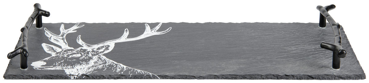 DEKOTABLETT   40/17/3 cm   - Schwarz, Basics, Stein/Metall (40/17/3cm)