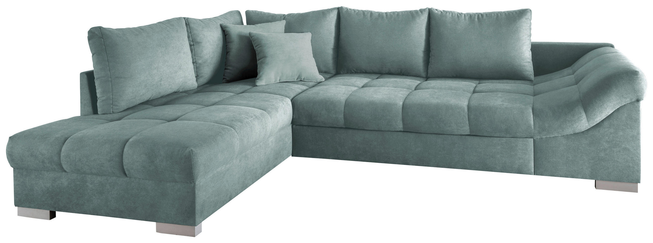 ECKSCHLAFSOFA in Mintgrün Textil   - Silberfarben/Mintgrün, Design, Holz/Textil (202/298cm) - MID.YOU