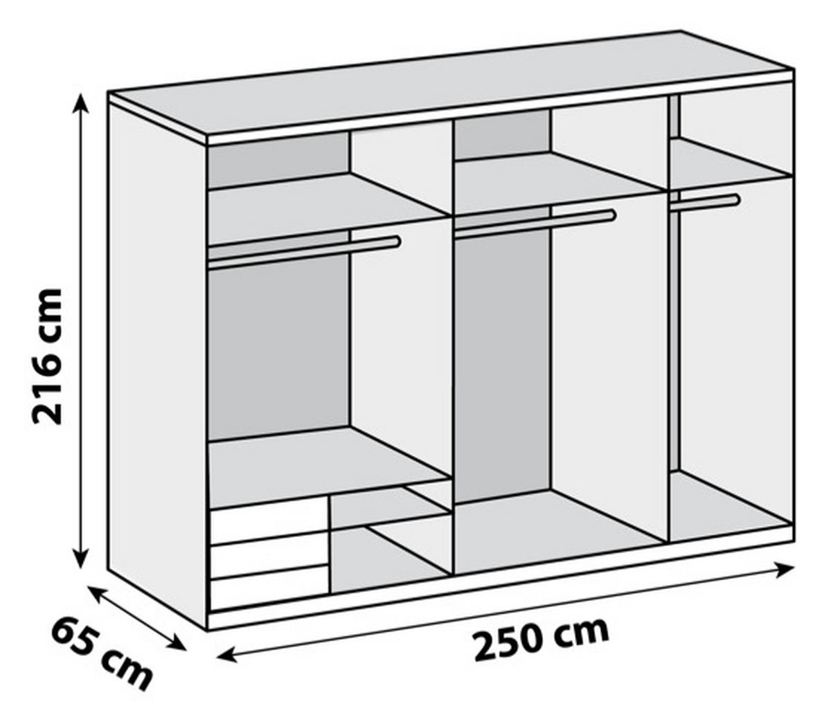 SCHWEBETÜRENSCHRANK in Weiss, Eichefarben  - Chromfarben/Weiss, Modern, Holzwerkstoff/Metall (250/216/65cm) - MID.YOU
