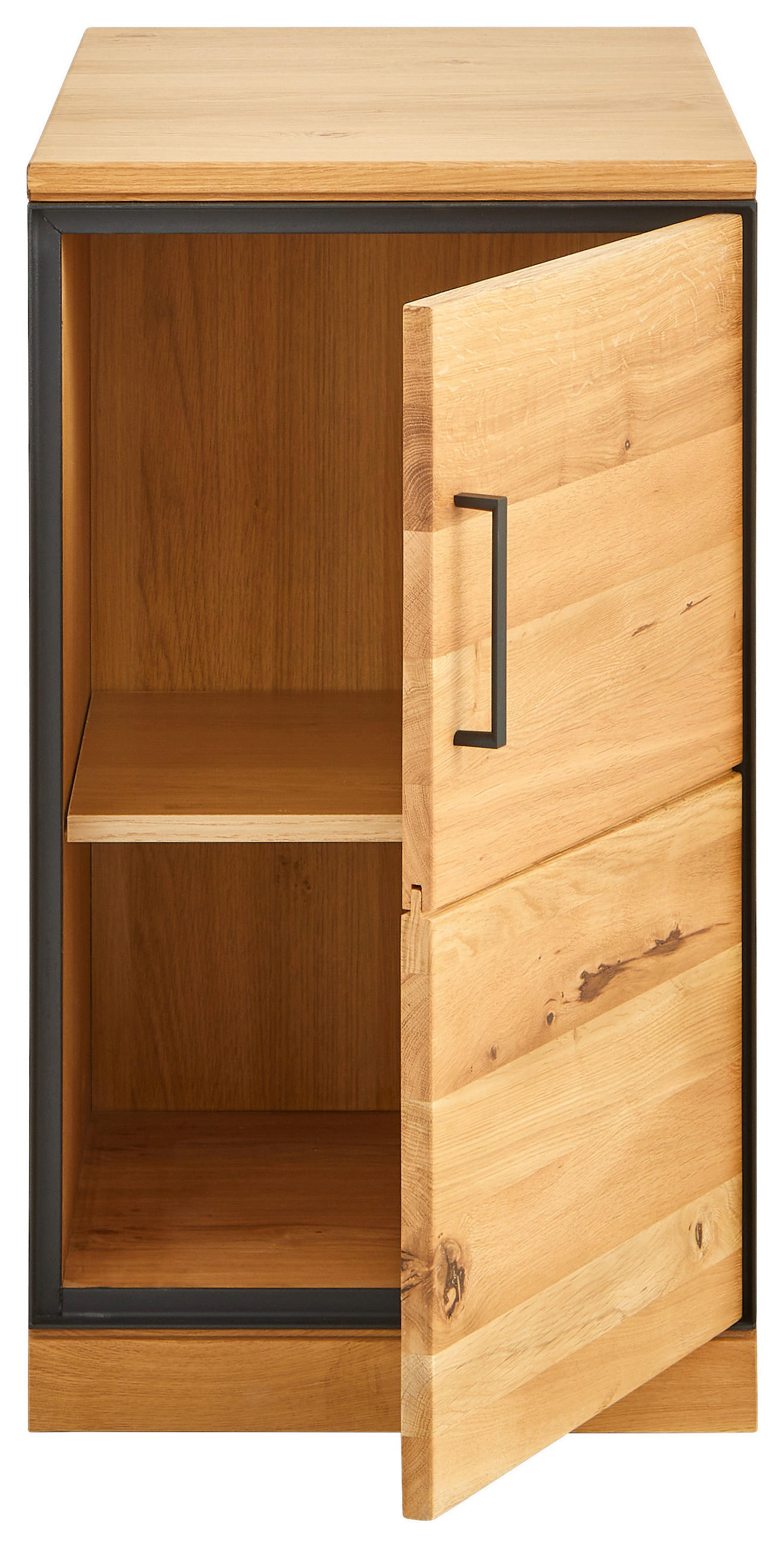 ANSTELLCONTAINER Asteiche teilmassiv Graphitfarben, Eichefarben  - Eichefarben/Anthrazit, Natur, Holz/Holzwerkstoff (43/75/80cm) - Linea Natura