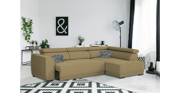 ECKSOFA Olivgrün Struktur - Schwarz/Olivgrün, Design, Kunststoff/Textil (284/205cm) - Xora