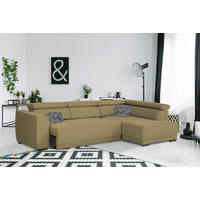 ECKSOFA in Struktur Olivgrün  - Schwarz/Olivgrün, Design, Kunststoff/Textil (284/205cm) - MID.YOU