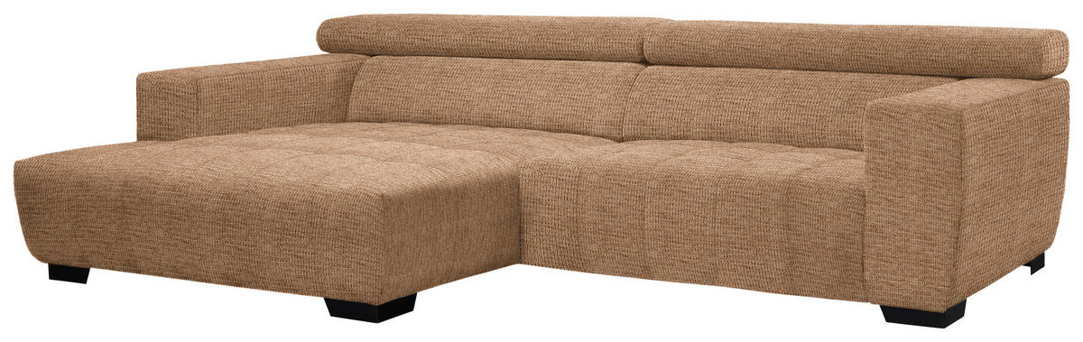 ECKSOFA in Webstoff Orange  - Schwarz/Orange, Konventionell, Textil/Metall (182/279cm) - Hom`in