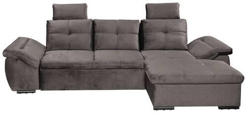 ECKSOFA Graubraun Mikrovelours  - Graubraun/Schwarz, KONVENTIONELL, Kunststoff/Textil (275/170cm) - Carryhome