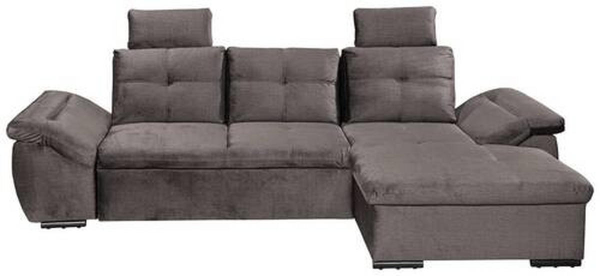 ECKSOFA in Mikrovelours Graubraun  - Graubraun/Schwarz, Konventionell, Kunststoff/Textil (275/170cm) - Carryhome