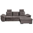 ECKSOFA Graubraun Mikrovelours  - Graubraun/Schwarz, KONVENTIONELL, Kunststoff/Textil (275/170cm) - Carryhome