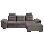 ECKSOFA Graubraun Mikrovelours  - Graubraun/Schwarz, KONVENTIONELL, Kunststoff/Textil (275/170cm) - Carryhome