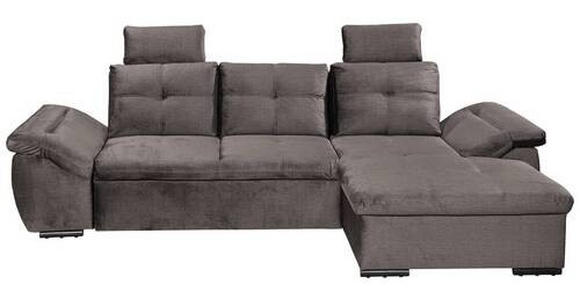 ECKSOFA in Mikrovelours Graubraun - Graubraun/Schwarz, KONVENTIONELL, Kunststoff/Textil (275/170cm) - Carryhome